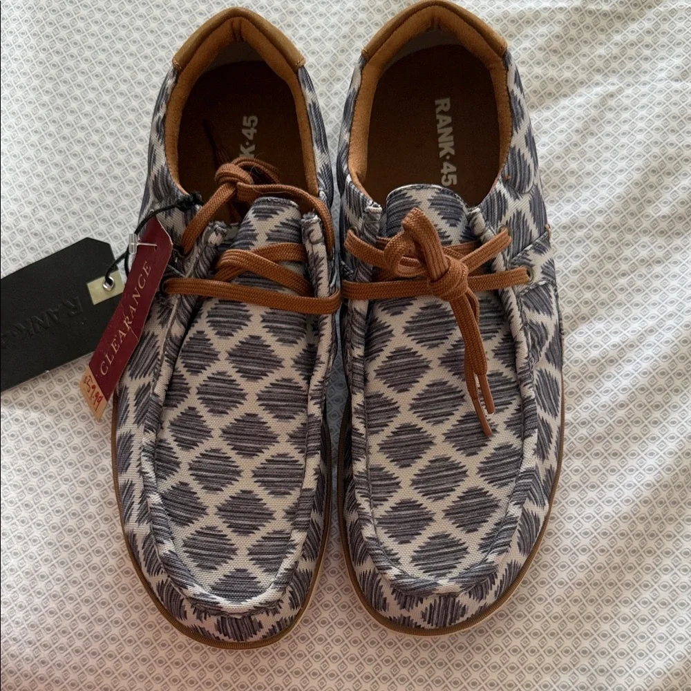 Rank 45 Men's Geometric Loafers - Blue and Brown - Picture 1 of 4